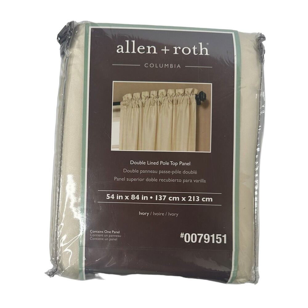 Allen + Roth Columbia Ivory Double Lined Taffets Pole Top Curtain Panel 54 x 84"